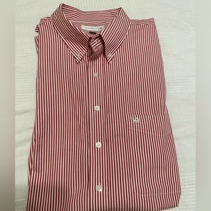 ⭐️⭐️ Cutter & Buck Short Sleeve Button Up Red Striped Dress Shirt Sz 3XLT A4